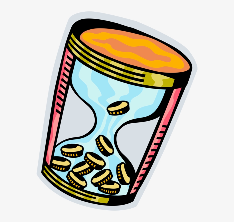 Vector Illustration Of Financial Time Is Money In Hourglass, transparent png download
