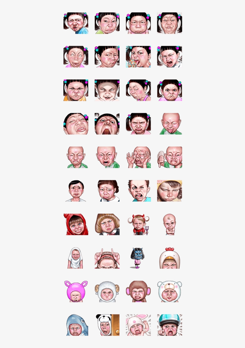Angry Face Of Children - Sticker Angry Face Line, transparent png download