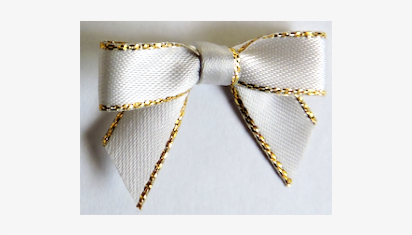 Gold Metallic Edged Satin Bows Colour Shell Grey - Metallic Color, transparent png download