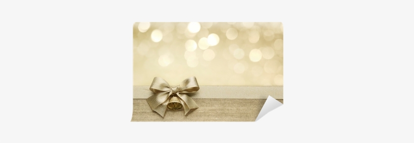 Art Print: Zhang's Golden Ribbon Bow With Bokeh, Christmas, transparent png download