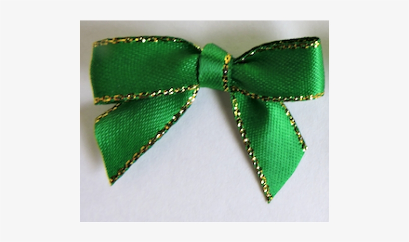 Gold Metallic Edged Satin Bows Colour Emerald Green - Metallic Color, transparent png download