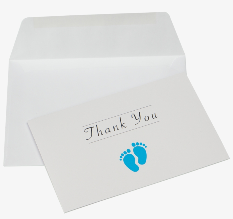 Blue Baby Footprint Note Card Of Thanks With Plain - Envelope, transparent png download