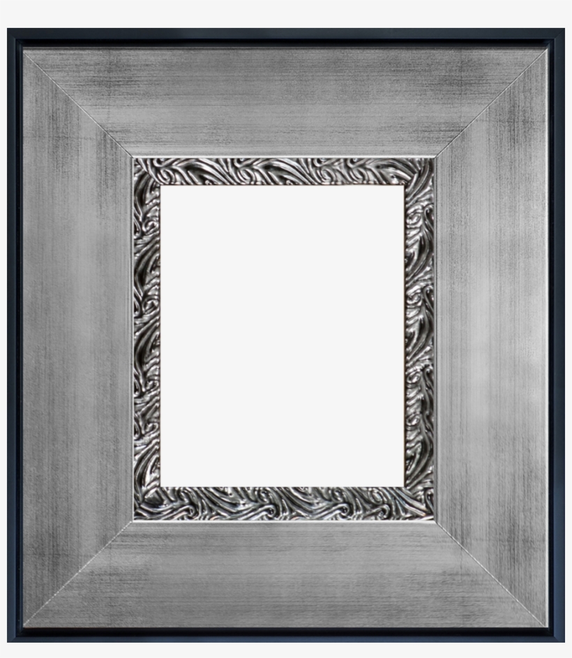 Ornate Silver King Custom Stacked Frame - Ornate Silver And Black Custom Stacked Frame 8" X 10", transparent png download