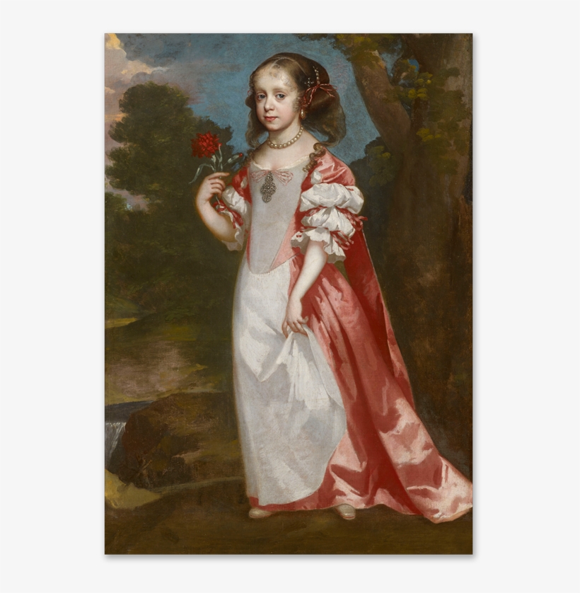 Portrait Of A Young Girl Standing In A Landscape Holding - Late 17th Century Portrait Young Girl, transparent png download