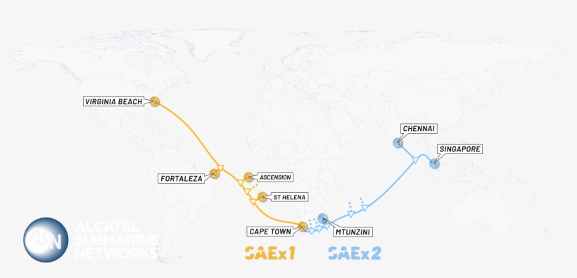 How The Saex Cable Will Connect The 4 Continents Via - Early Map Makers, transparent png download