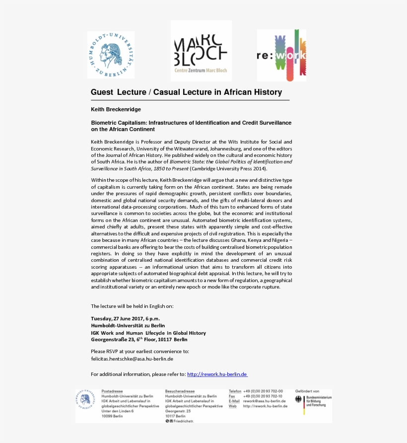 Infrastructures Of Identification And Credit Surveillance - Centre Marc Bloch, transparent png download