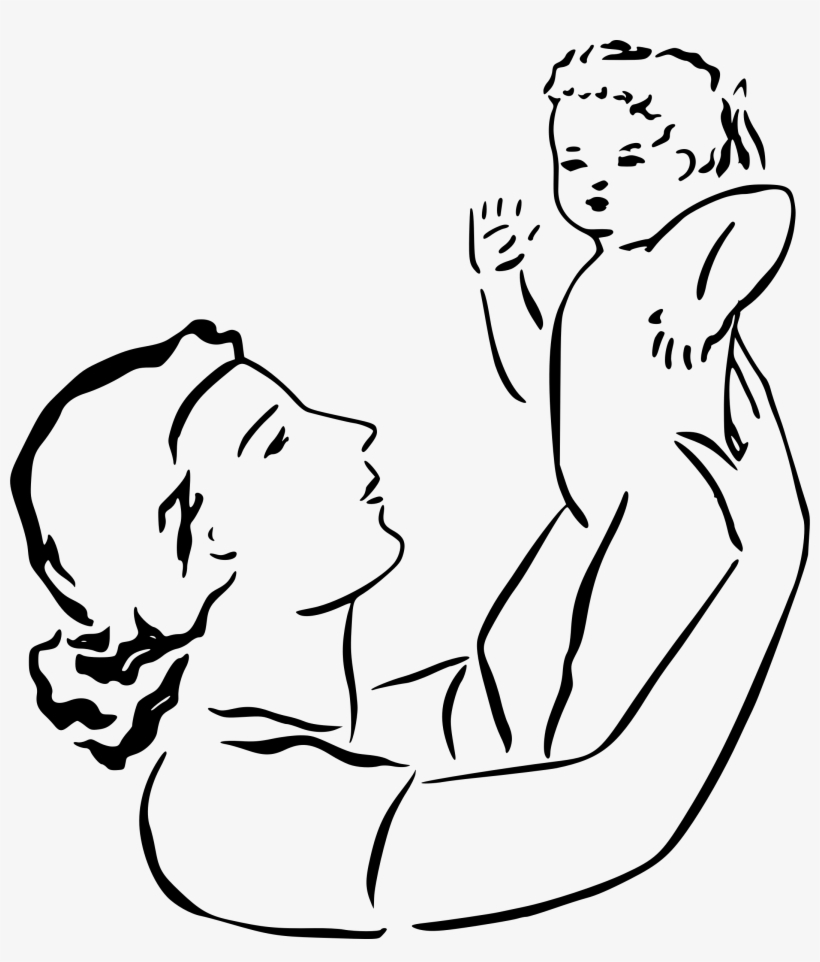 Mother Holds Baby Icons Png - Mom And Baby Images Black And White, transparent png download