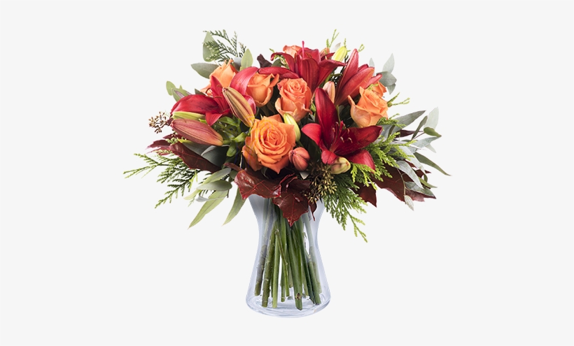 Lilies And Roses - Red Flower Bouquet, transparent png download