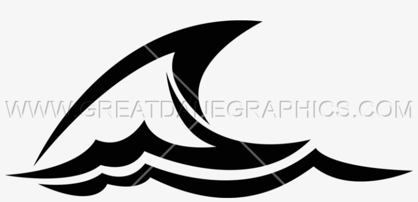 Fin Png Black And White - Shark Fin And Wave, transparent png download