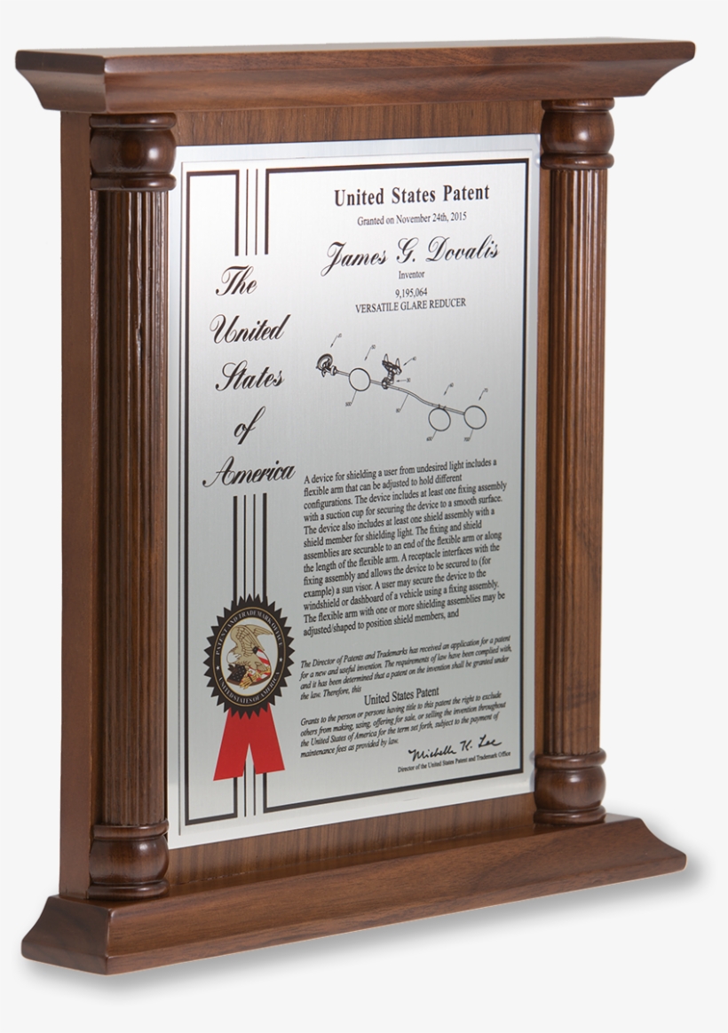 Pillar Series Patent Plaque Solid Walnut Silver Side - Patent, transparent png download
