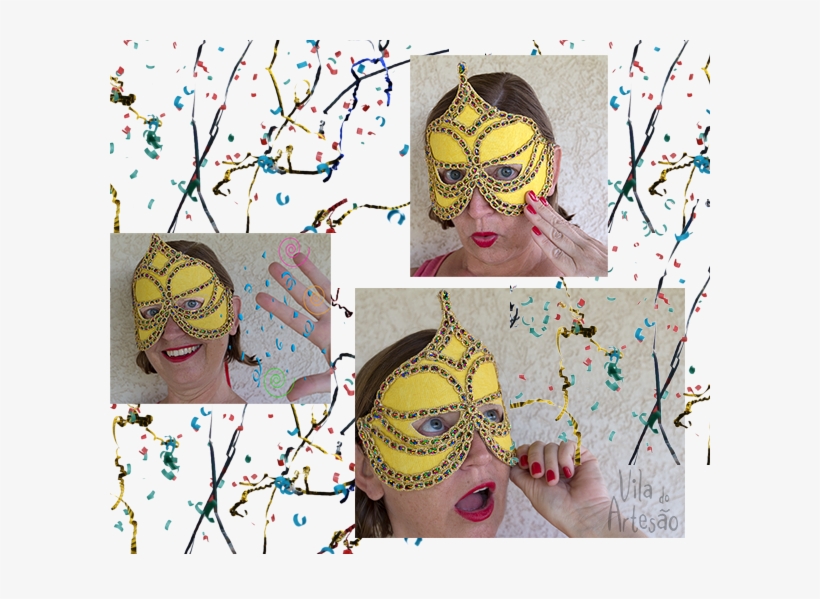 Máscara De Carnaval Com Brilhos E Passamanarias - Carnival, transparent png download