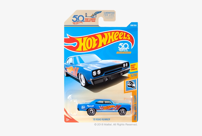 Hw 50th Race Team '70 Road Runner Custom Hot Wheels, - Hot Wheels 50th Anniversary Car, transparent png download