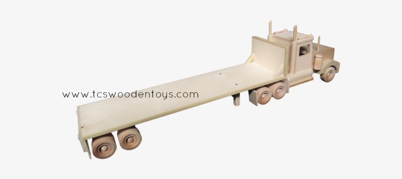 Wooden Toy Semi Truck And Trailer Combo - Semi Flatbed Trailer Wooden, transparent png download