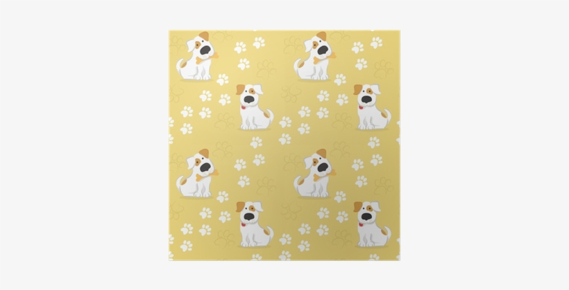 Pattern With White Dogs And Traces Of Dog Paws - Dog, transparent png download