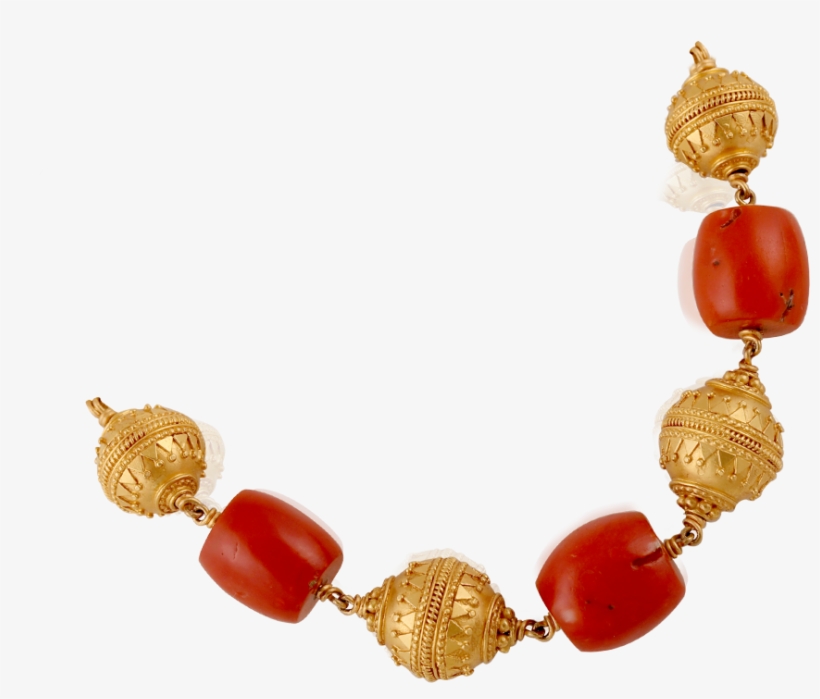 Beaded Coral Gold Ethnic Necklace - Logo, transparent png download