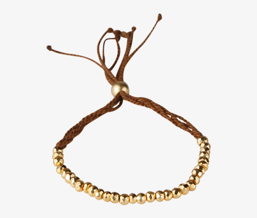 Fine Bracelet In Brown Cotton With Small Gold Pyrite - Fine Bracelet, transparent png download