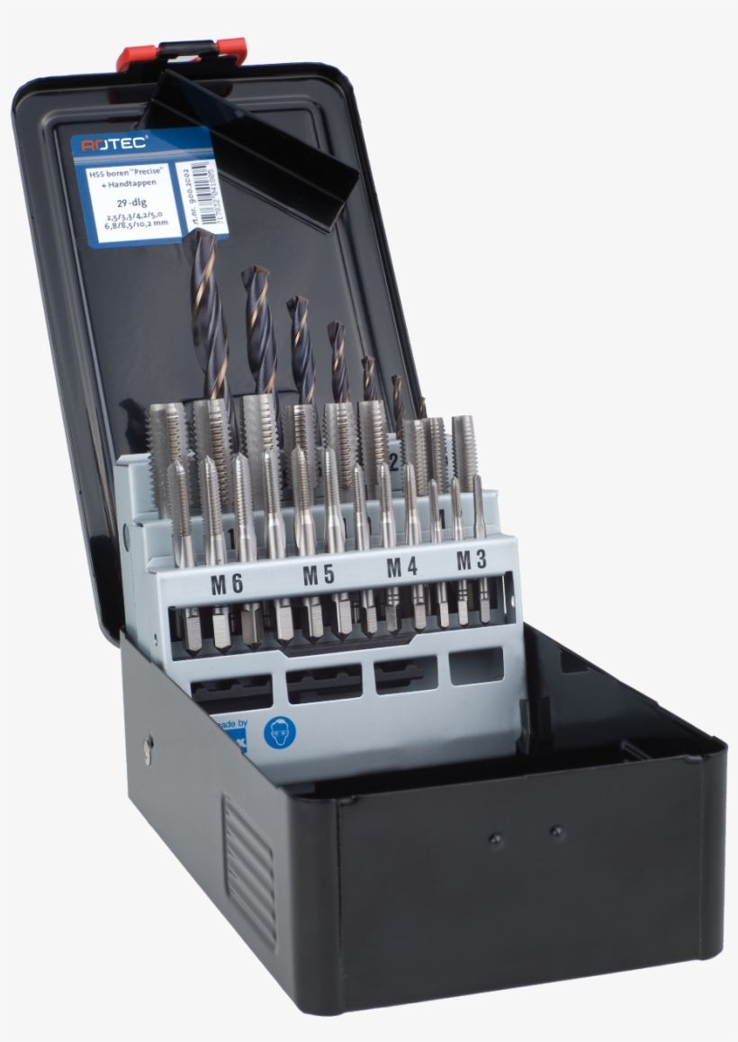 Hss Hand Tap Set, Metric [m], In Metal Cassette - Rotec Handtappen En Boren 14-delig, transparent png download