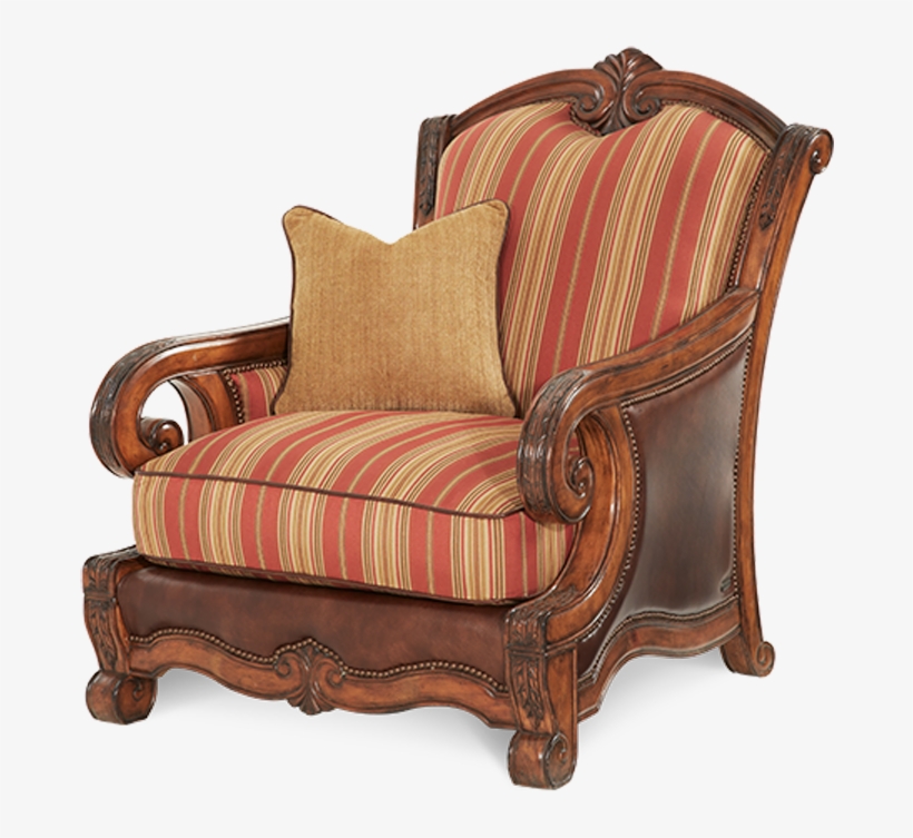 1perfectchoice Carved Frame Brown Leather Red Stripe - Michael Amini Tuscano Chair, transparent png download