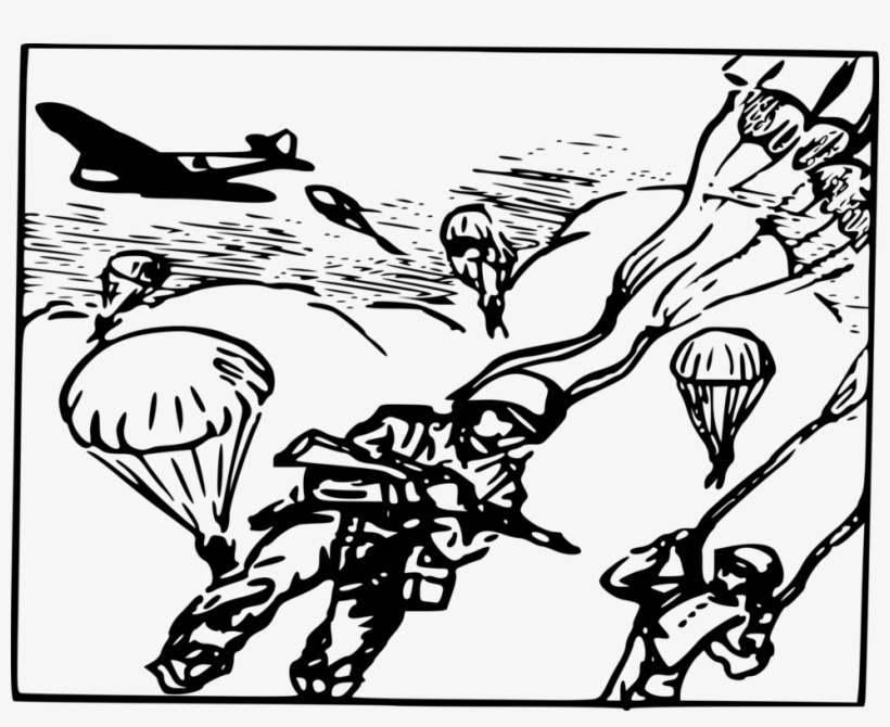 Paratrooper Visual Arts Drawing Black And White Soldier - Drawing, transparent png download