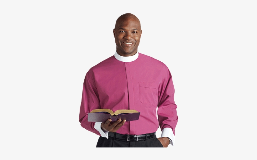 Banded Collar Ls Clergy Shirt Sm-117 - Bishop Clergy Shirt, transparent png download