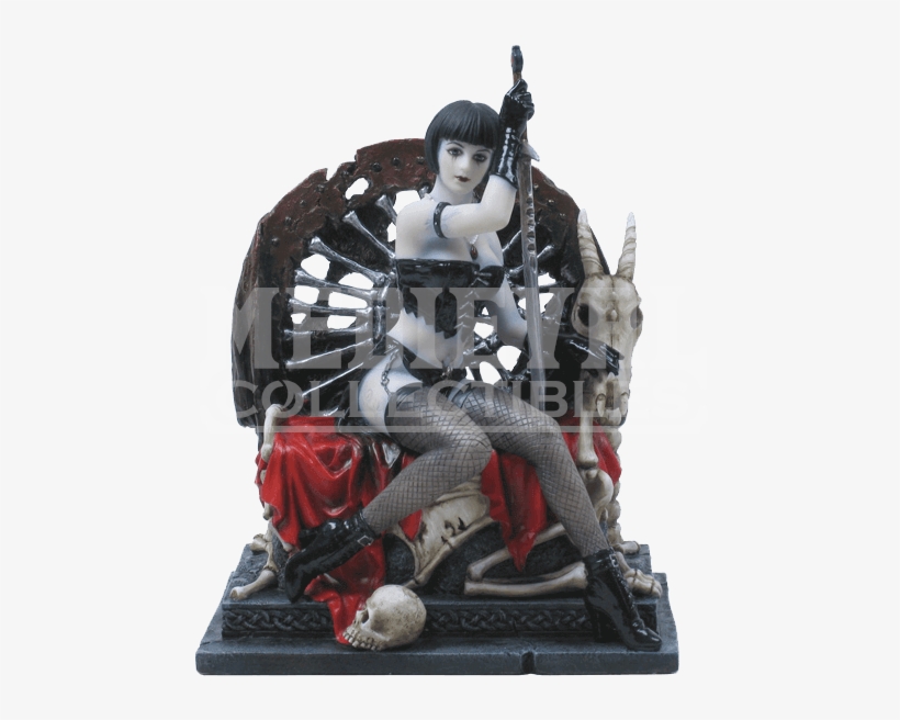 Female Warrior Sitting On Skull Throne Statue - Unicorn Studios Wu75096aa Girl Sitting On Skull Throne, transparent png download
