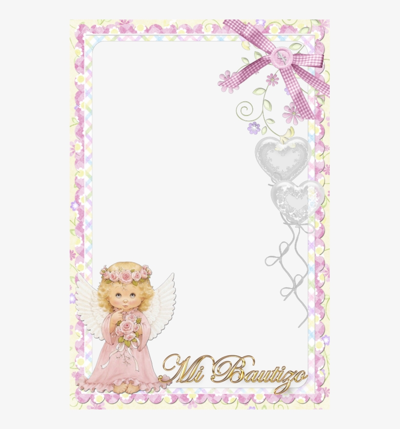 Marco De Fotos Bautismo - Angel Frame Pink Png, transparent png download