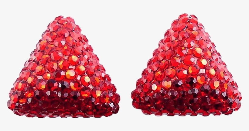 1980's Richard Kerr Red Rhinestone Triangle Earrings - Earrings, transparent png download