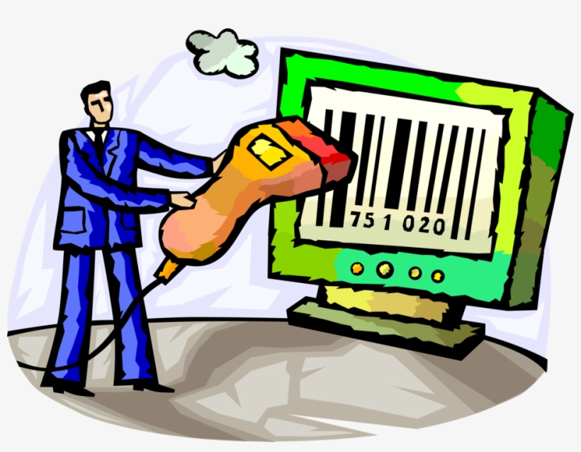 Vector Illustration Of Businessman With Hand Scanner, transparent png download