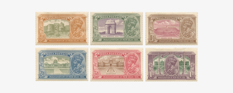 Six Stamps For British India Depicting Sites Connected - New Delhi, transparent png download
