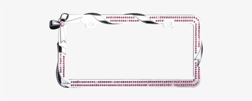 "bow With Ribbon Wrap" Chrome Metal License Plate Frame - Insten Charming Bow/ Chrome Ribbon/ Pink Crystals License, transparent png download