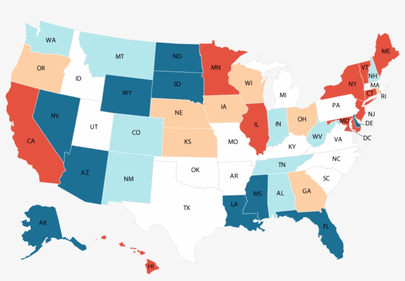 Us Map, The Kiplinger Tax Map Guide To State Income - If Roe V Wade Is Overturned Which States, transparent png download