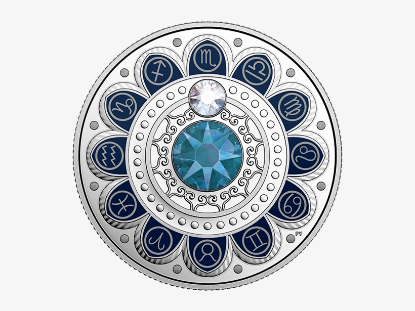 Pure Silver Coin Made With Swarovski® Crystals - Fine Silver Coin Zodiac Series Swarovski, transparent png download