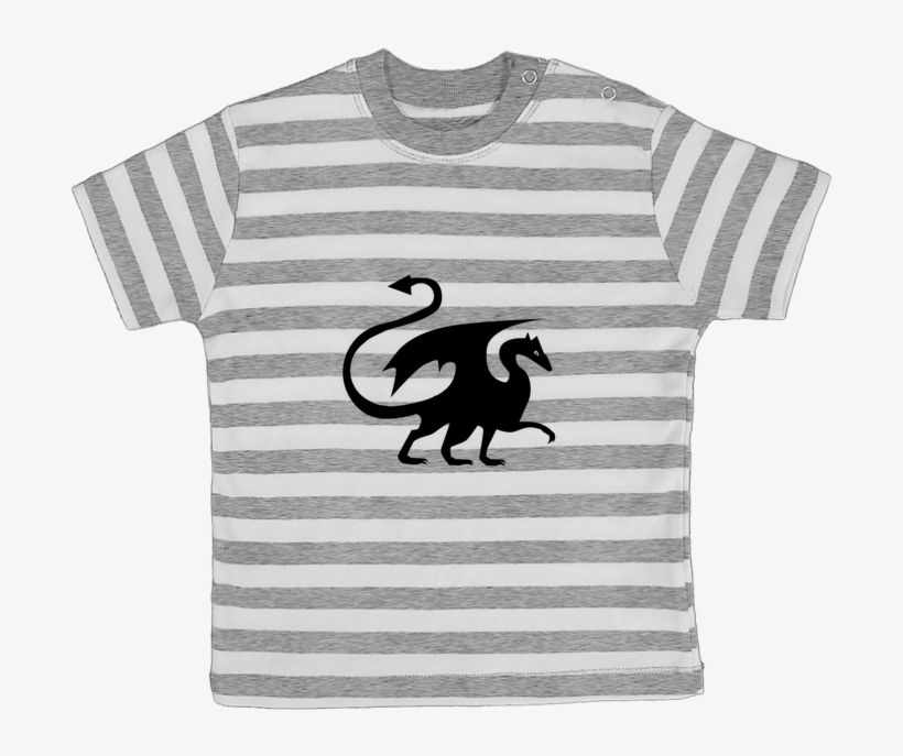 T-shirt Bébé À Rayures Dragon Silhouette Par Rackoon - T-shirt, transparent png download