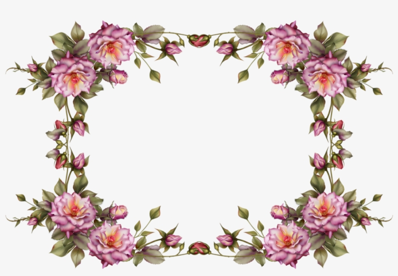 Large Pink Rose Bud Png Clipartu200b - Flower Frame With Transparent Background, transparent png download