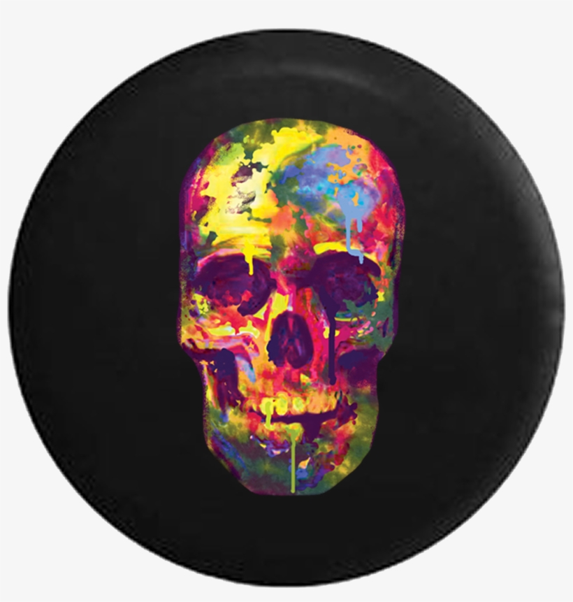 Watercolors Neon Dripping Paint Skull Jeep Camper Spare - Painted Skull, transparent png download