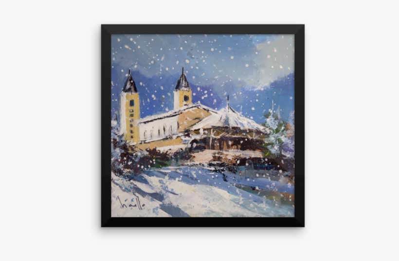 Framed Snowy Medjugorje Scene Poster - Poster, transparent png download