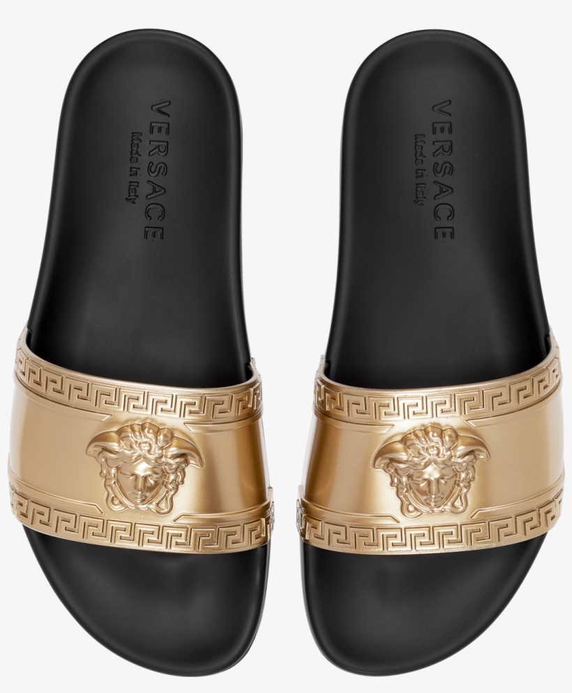 versace gold medusa slides