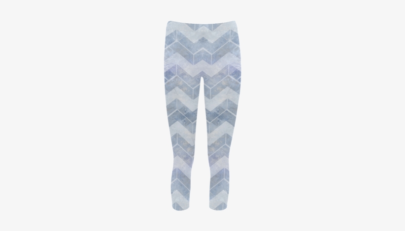 Chevron In Blue Watercolors Capri Legging - Leggings, transparent png download