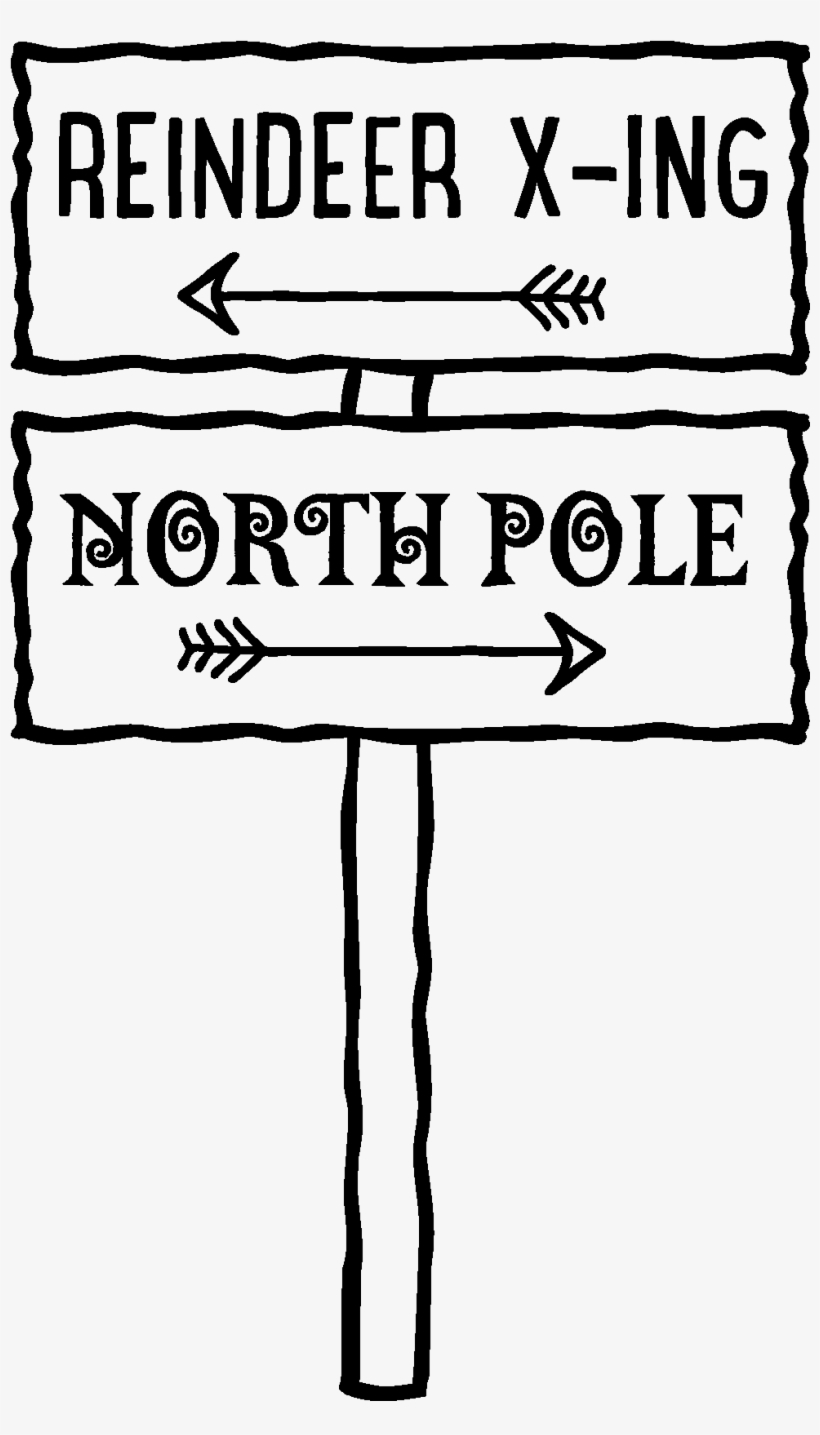 Reindeer X-ing Northpole Sign - Sign, transparent png download