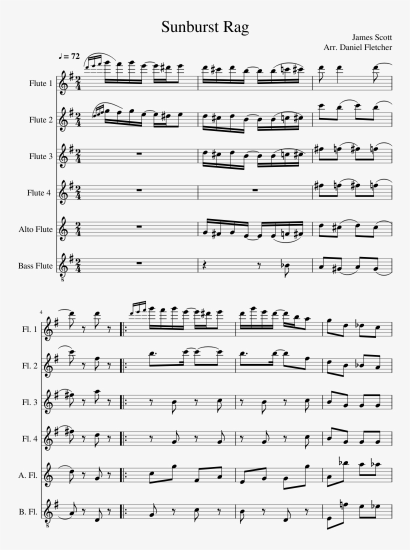 Sunburst Rag Sheet Music Composed By James Scott Arr - Music, transparent png download