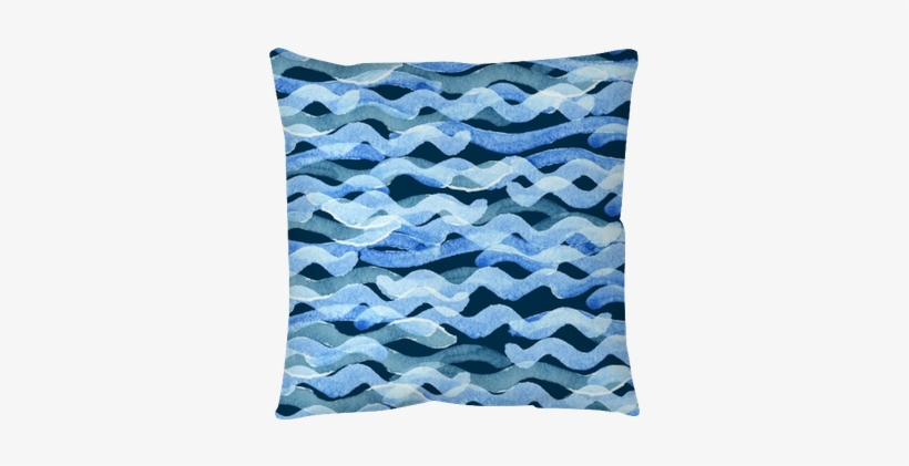 Abstract Watercolor Blue Wave Pattern Throw Pillow - Watercolor Painting, transparent png download