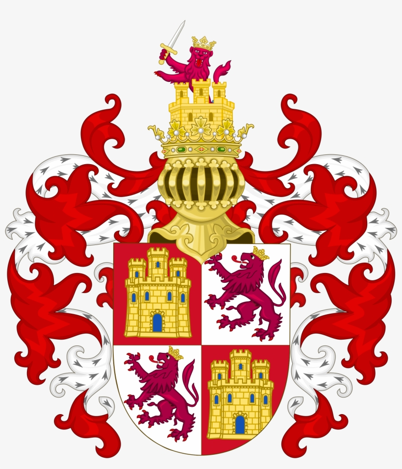 Arms Of The Crown Castile With The Royal Crest - Castile And Leon Coat Of Arms, transparent png download