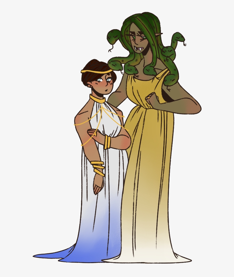 Medusa Is A Lesbian And This Is Her Lovely Blind Wife - Medusa And Blind Girl, transparent png download