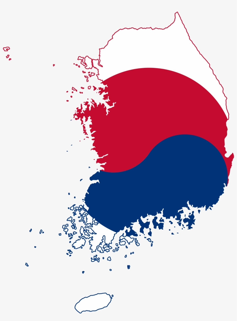 Open - South Korea Flag Map, transparent png download