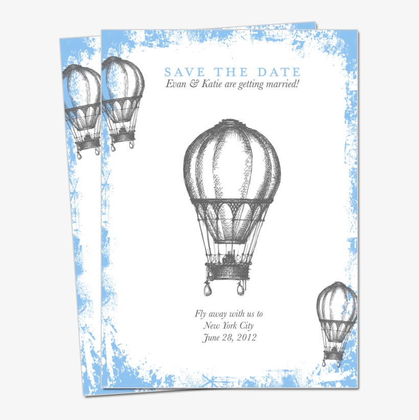 Vintage Hot Air Balloon Save The Date - Whimsical Hot Air Balloon, transparent png download