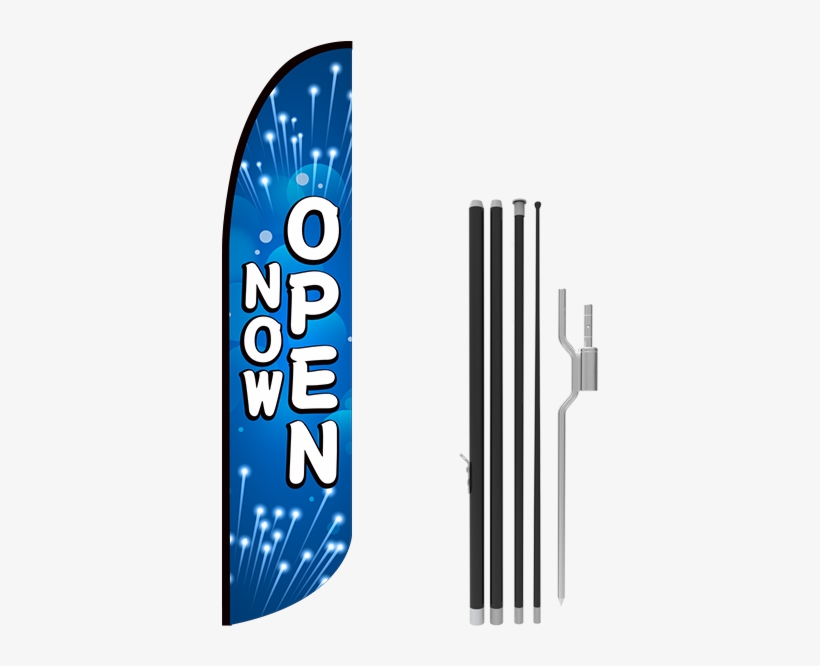 13ft Now Open Stock Blade Flag With Ground Stake - Flag, transparent png download