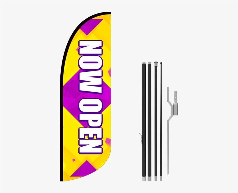 10ft Now Open Stock Blade Flag With Ground Stake - Stock, transparent png download