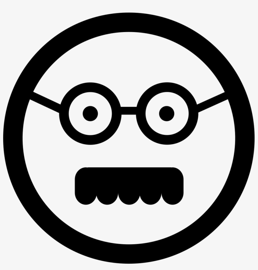 Male Square Face With Glasses And Mustache Comments - Smiley Face Black And White With Mustache, transparent png download
