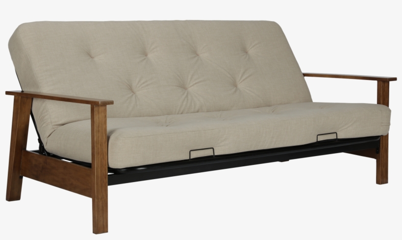 Dhp Bergen Wood Arm Futon With 6" Coil Mattress, Tan - Dhp Bergen Futon, transparent png download