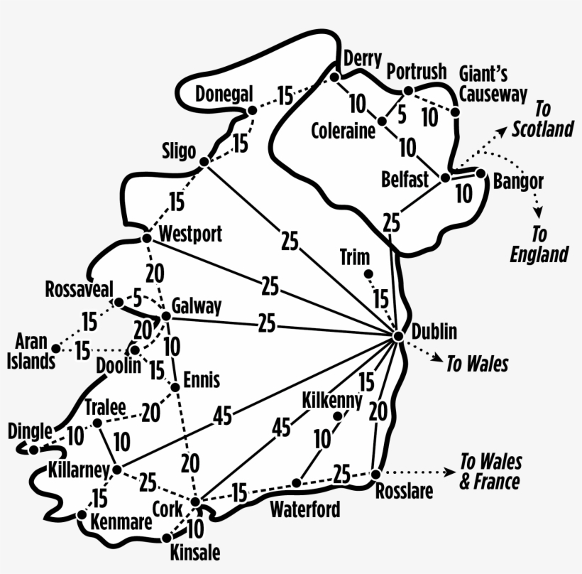 Map Shows Approximate Costs, In $us, For One Way, Second - Dublin, transparent png download